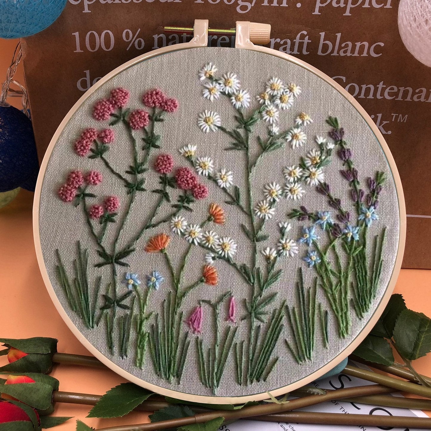 💐Embroidery  Hoop Flower Kit for Beginner