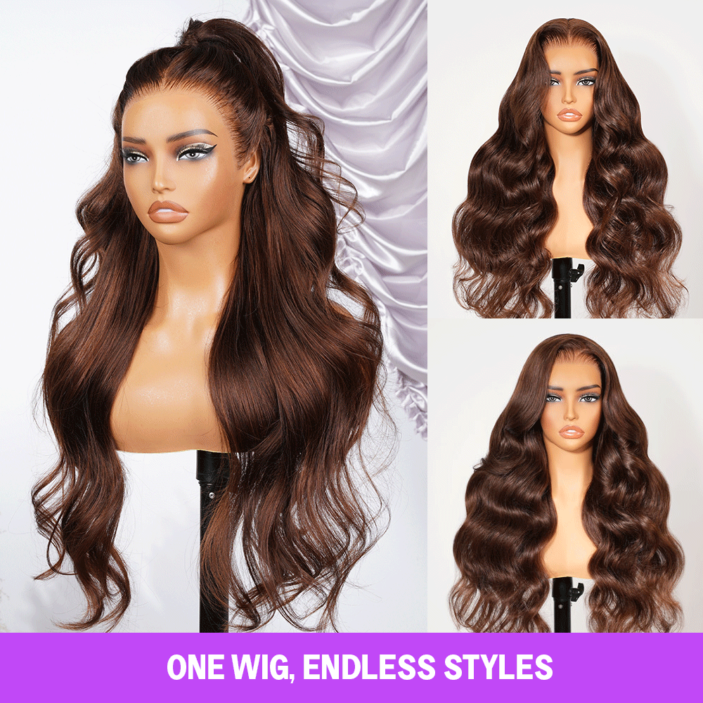 Chocolate Brown Glueless Wigs Straight With Drawstring 100% Human Hair Wig