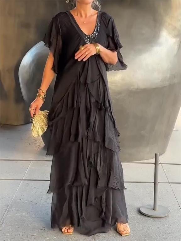 Promotion🔥Elegant V-neck Maxi Dress(BUY 2 FREE SHIPPING)