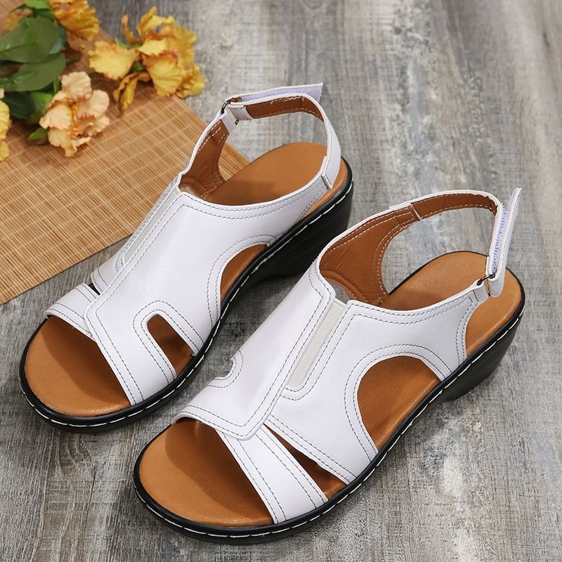 2024 New Fashion Casual Leather Wedge Sandals