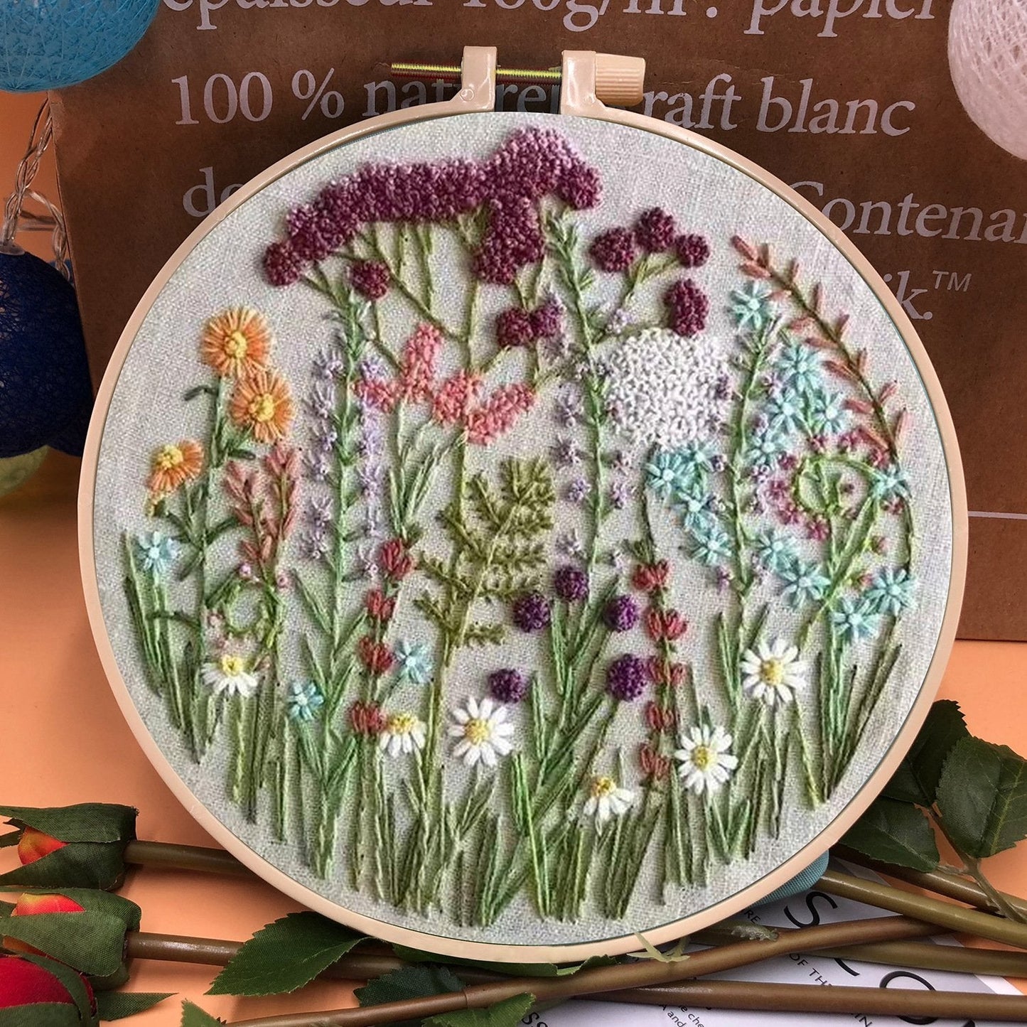 💐Embroidery  Hoop Flower Kit for Beginner