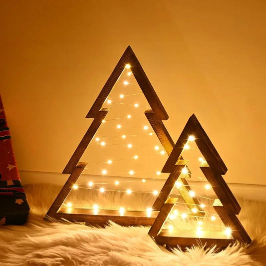 🎄 Cozy wooden Christmas tree lights(2 Pcs)—Bring warmth to your holiday! ✨