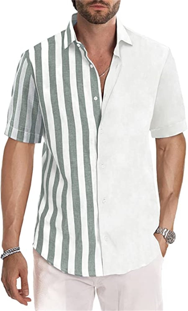 🔥Spring summer men's cotton linen striped button shirt-BUY 2 FREE SHIPPING