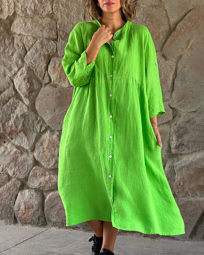 🔥2024 HOT SALE🔥Cotton And Linen Loose Shirt Dress👗