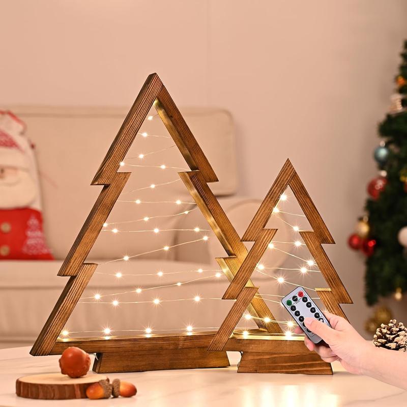 🎄 Cozy wooden Christmas tree lights(2 Pcs)—Bring warmth to your holiday! ✨