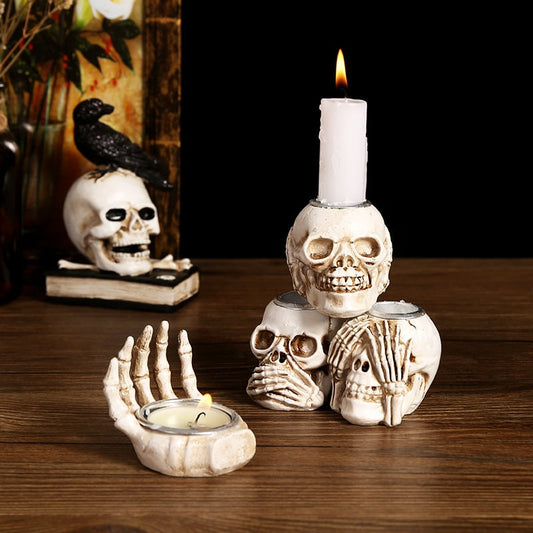 🔥💀Halloween Gothic Skeleton Candlesticks💀