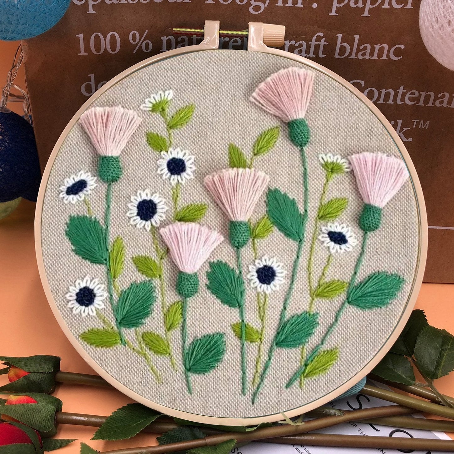 💐Embroidery  Hoop Flower Kit for Beginner