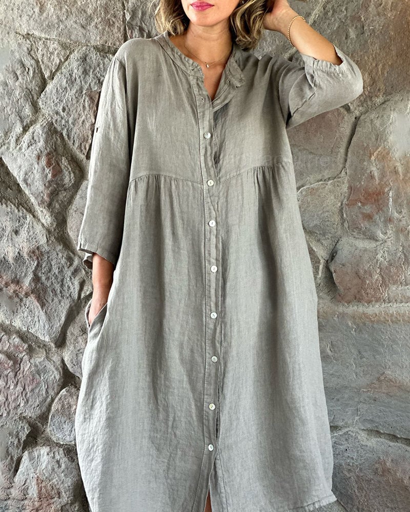 🔥2024 HOT SALE🔥Cotton And Linen Loose Shirt Dress👗