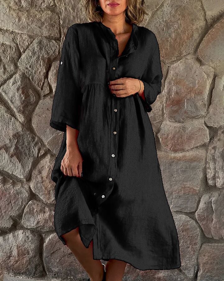 🔥2024 HOT SALE🔥Cotton And Linen Loose Shirt Dress👗