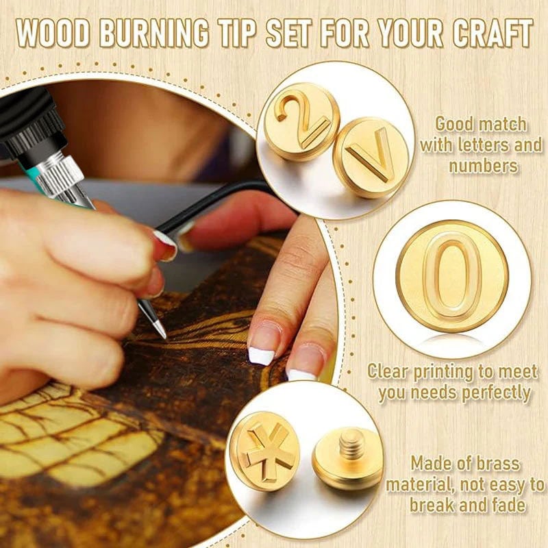 🎁26 Letters Copper Mold-DIY Wood Burning/Carving Set