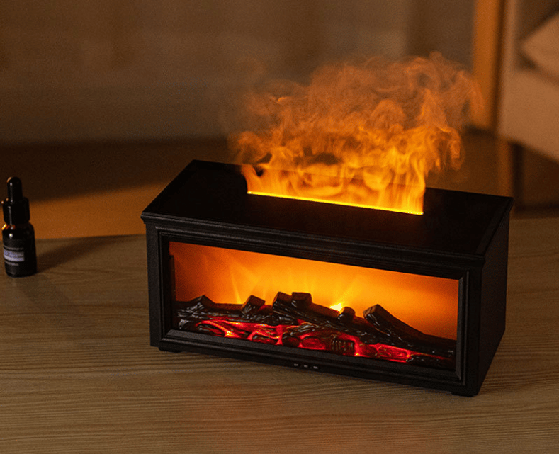 🔥Flame Fireplace Aroma  Diffuser Humidifier Night Light Aromatherapy Timer Gift Atmosphere