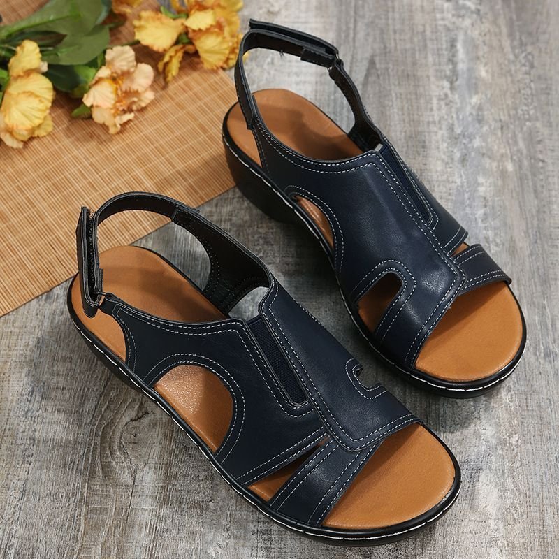 2024 New Fashion Casual Leather Wedge Sandals