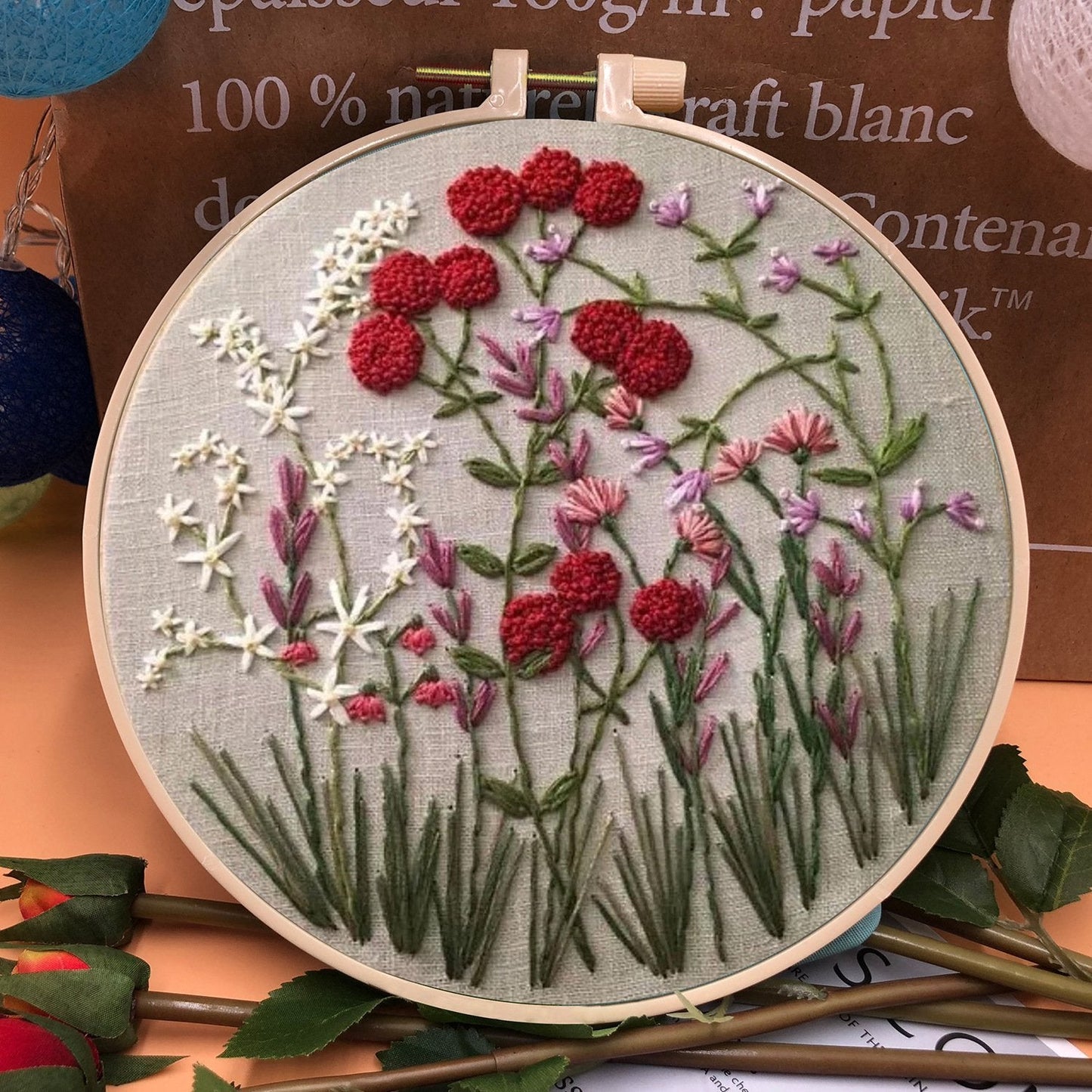 💐Embroidery  Hoop Flower Kit for Beginner