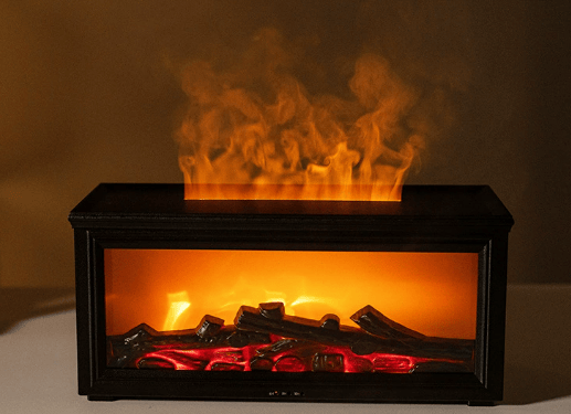 🔥Flame Fireplace Aroma  Diffuser Humidifier Night Light Aromatherapy Timer Gift Atmosphere