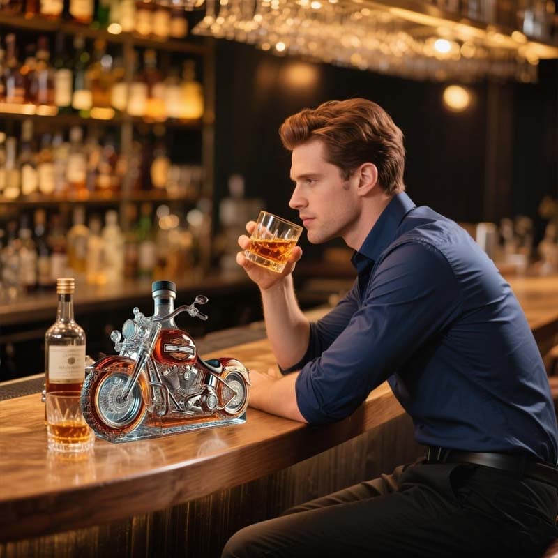 Creative Motorcycle Glass Wine Bottle