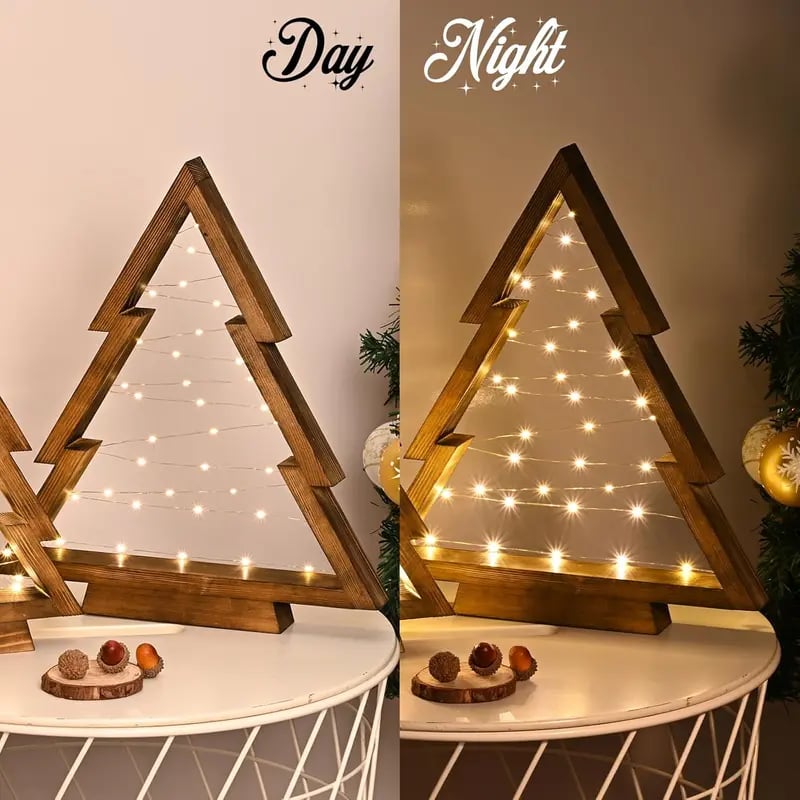 🎄 Cozy wooden Christmas tree lights(2 Pcs)—Bring warmth to your holiday! ✨