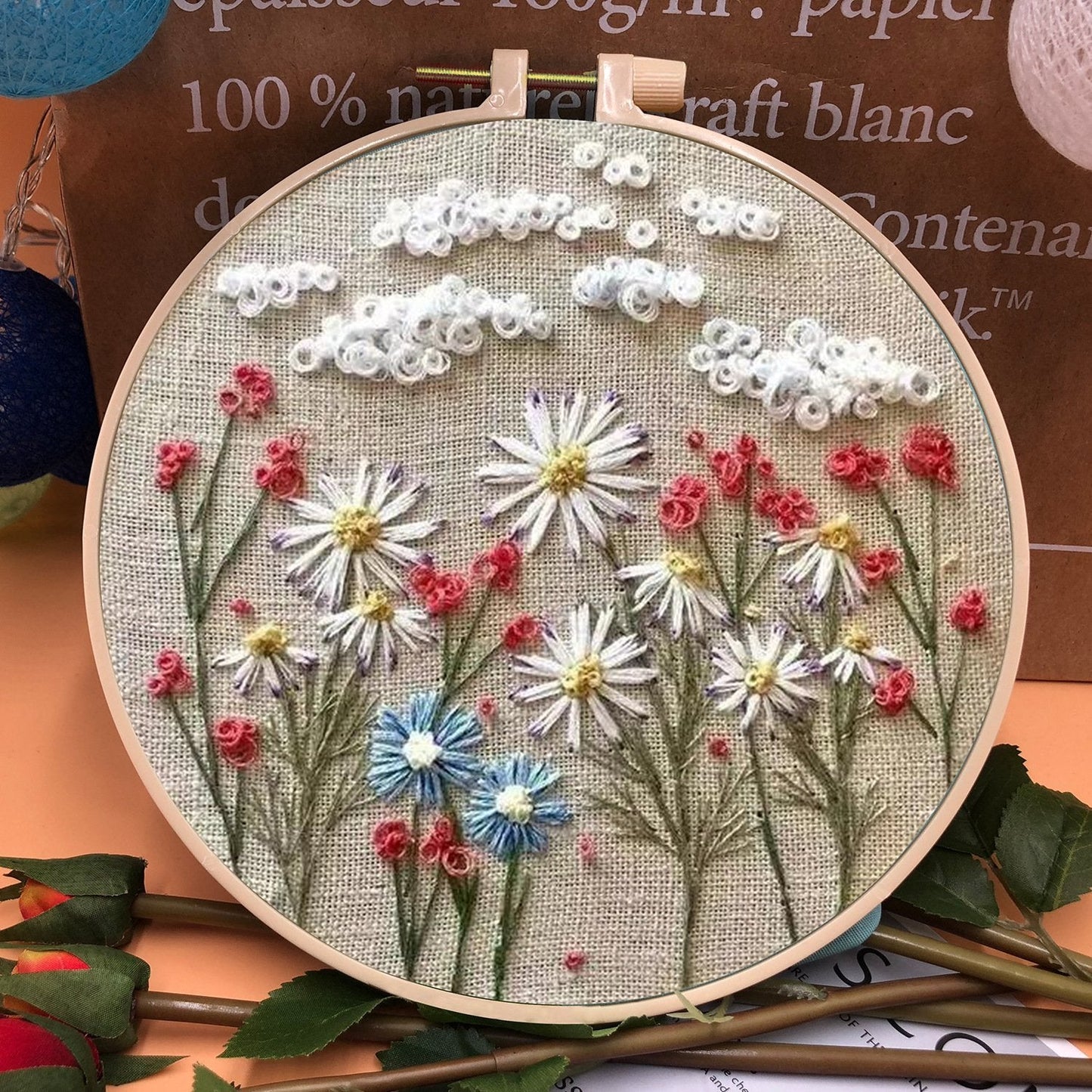 💐Embroidery  Hoop Flower Kit for Beginner