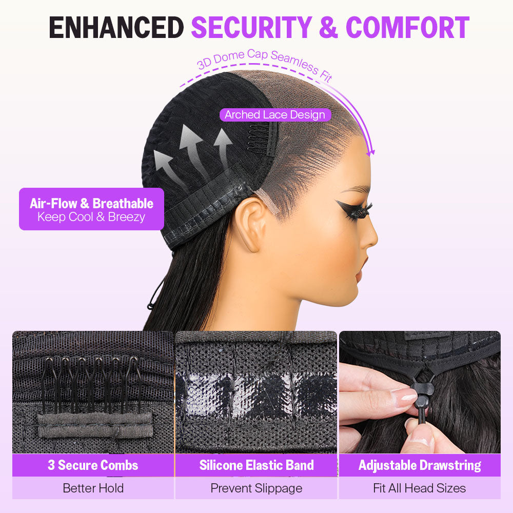 Chocolate Brown Glueless Wigs Straight With Drawstring 100% Human Hair Wig