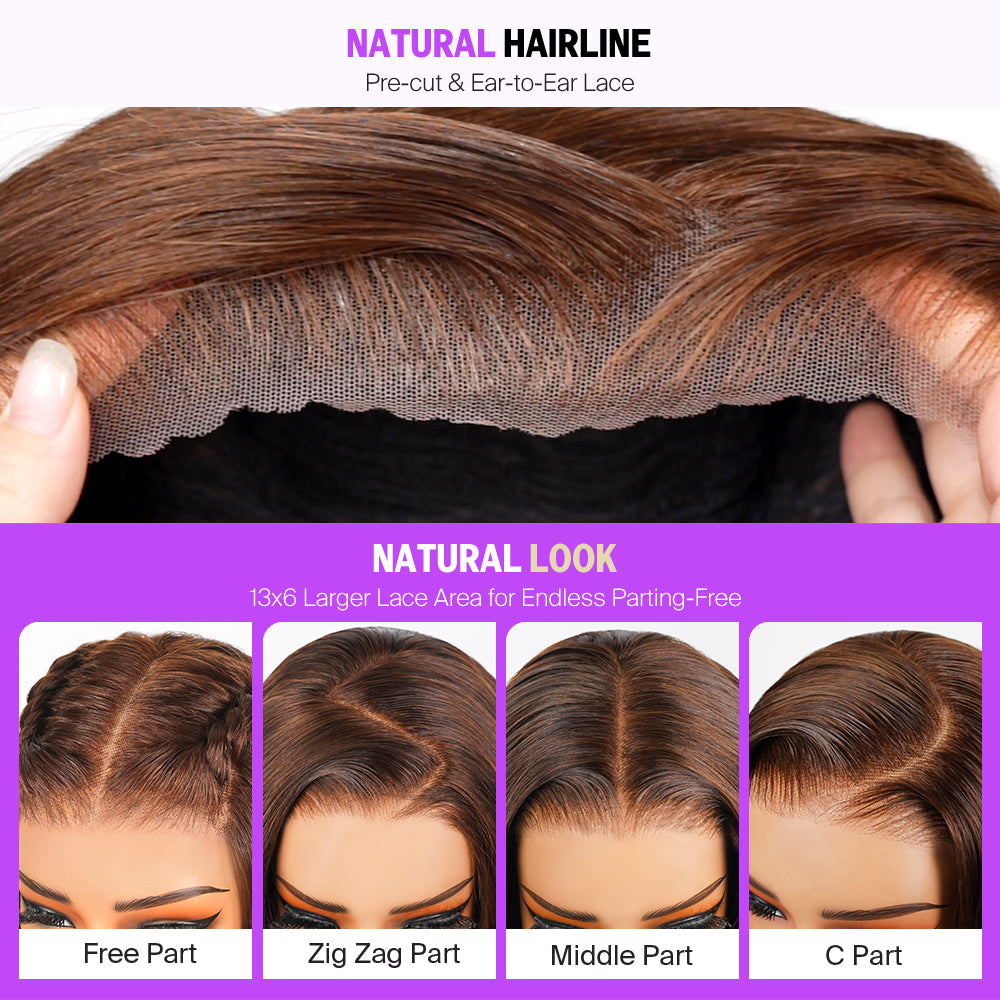 Chocolate Brown Glueless Wigs Straight With Drawstring 100% Human Hair Wig