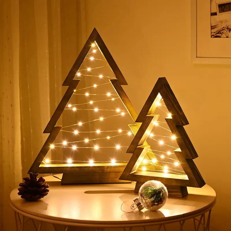 🎄 Cozy wooden Christmas tree lights(2 Pcs)—Bring warmth to your holiday! ✨