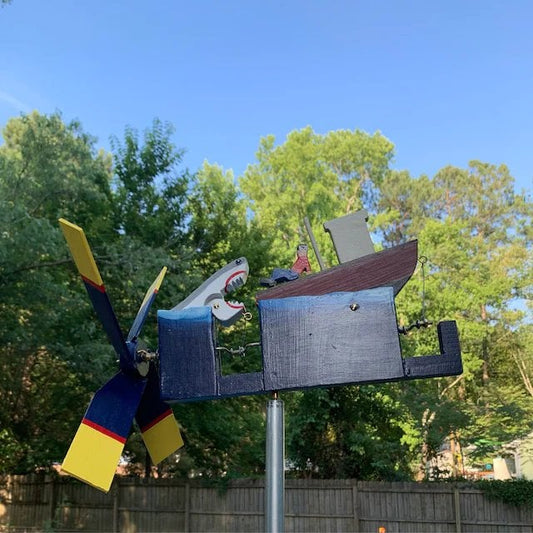 JAWS Disaster Whirligig -  Funny Garden Decor