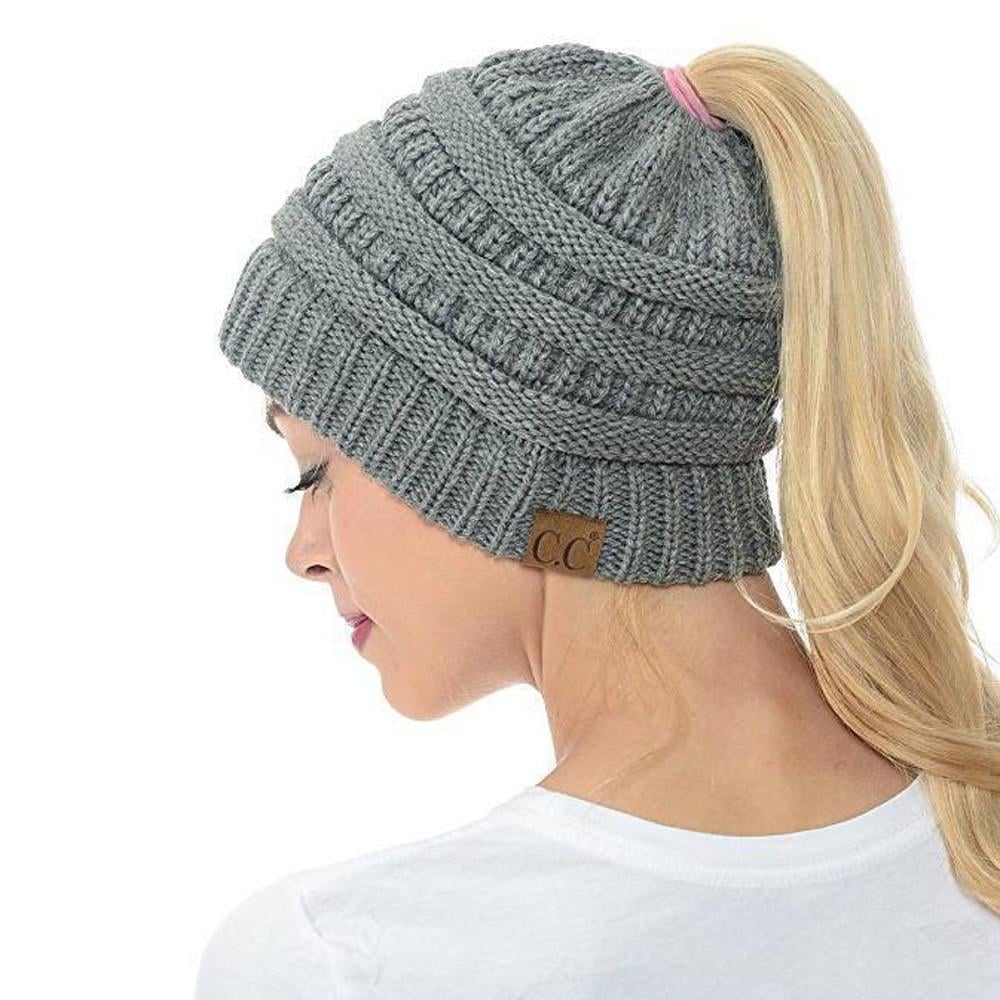 Fashion Soft Knit Ponytail Beanie