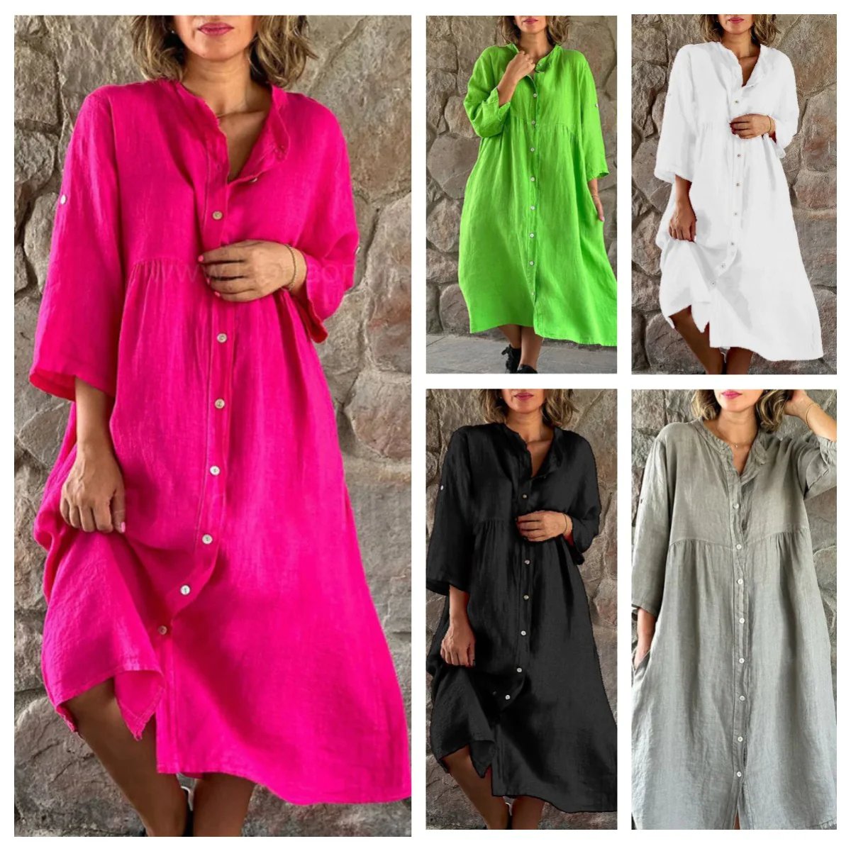 🔥2024 HOT SALE🔥Cotton And Linen Loose Shirt Dress👗