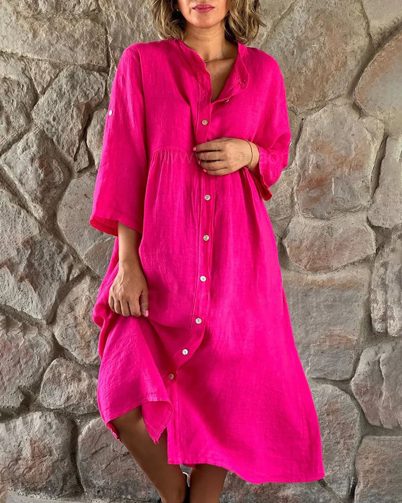 🔥2024 HOT SALE🔥Cotton And Linen Loose Shirt Dress👗