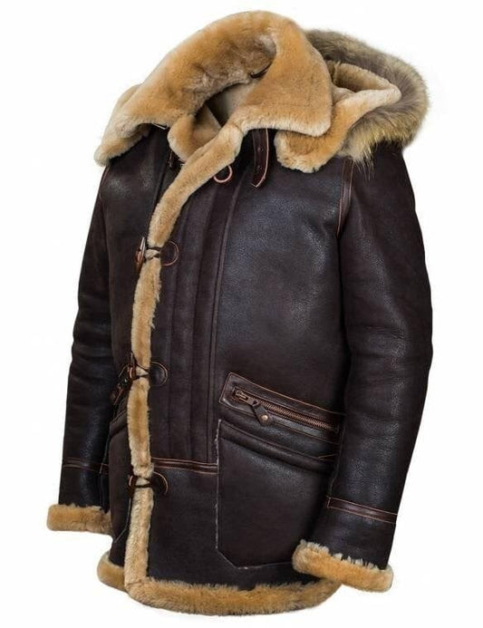 ourhomemarketTM-Bomber Jacket Sheepskin B-7 Arctic Parka ART.208 (Trendy and fashionable arctic style pilot sheepskin coat)