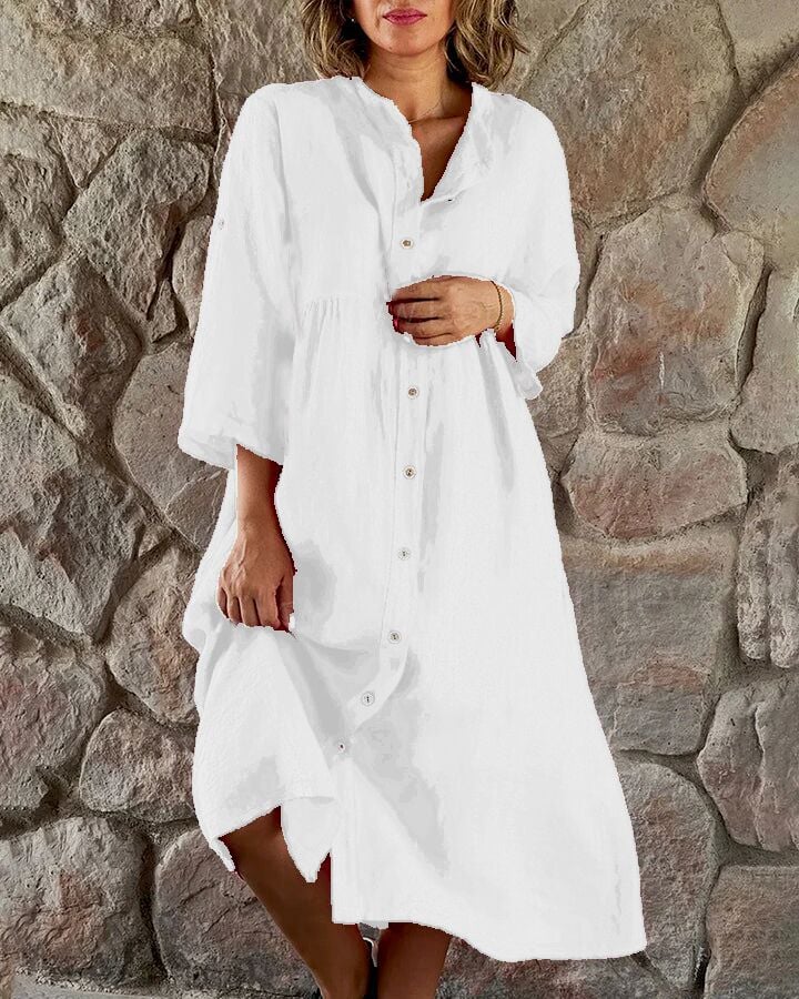 🔥2024 HOT SALE🔥Cotton And Linen Loose Shirt Dress👗