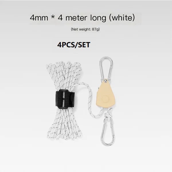 Portable Adjustable Fix Tent High Strength Fast Release Pulley Camping Rope(4 Pcs/Set)