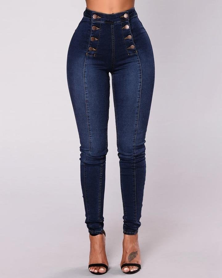 💓Double Breasted High Waist Skinny Jeans ✈BUY 2 FREE SHIPPING