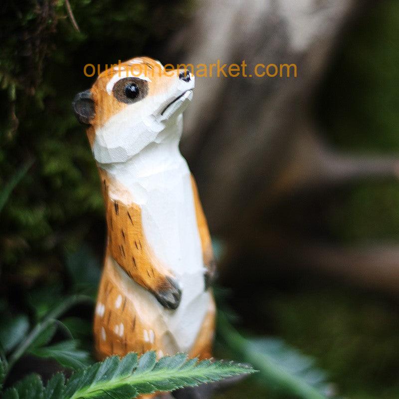 Meerkat Sculpted Hand-Painted Animal Wood Figure