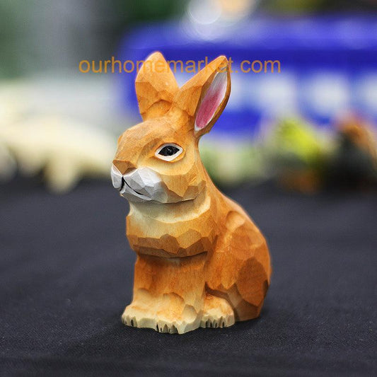 Rabbit Sculpted Hand-Painted Animal Wood Figure