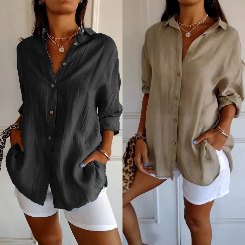 Women Fall Fall Fall Fall Zigezi Shirt Lapel Single Breasted Top main image 0